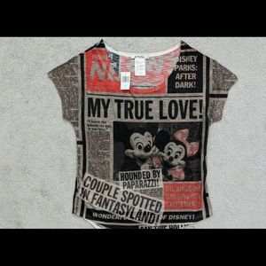 Disney Newspaper Print Women's T Shirt